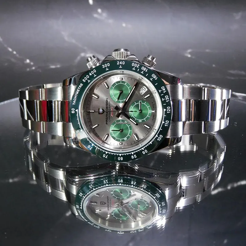 Pagani Design Daytona Green Grey Men's Watch - PD-1644